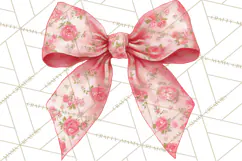 Valentine Bow Clipart PNG, Cute Pastel Bows, Heart Pattern Product Image 2