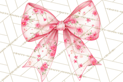 Valentine Bow Clipart PNG, Cute Pastel Bows, Heart Pattern Product Image 3