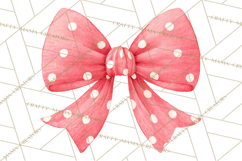Valentine Bow Clipart PNG, Cute Pastel Bows, Heart Pattern Product Image 5