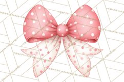 Valentine Bow Clipart PNG, Cute Pastel Bows, Heart Pattern Product Image 2