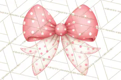Valentine Bow Clipart PNG, Cute Pastel Bows, Heart Pattern Product Image 2