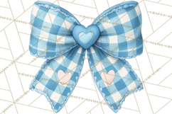 Valentine Bow Clipart PNG, Cute Pastel Bows, Heart Pattern Product Image 3
