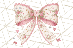 Valentine Bow Clipart PNG, Cute Pastel Bows, Heart Pattern Product Image 2