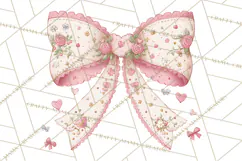 Valentine Bow Clipart PNG, Cute Pastel Bows, Heart Pattern Product Image 2