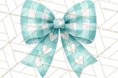 Valentine Bow Clipart PNG, Cute Pastel Bows, Heart Pattern Product Image 4