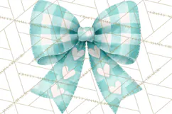 Valentine Bow Clipart PNG, Cute Pastel Bows, Heart Pattern Product Image 4