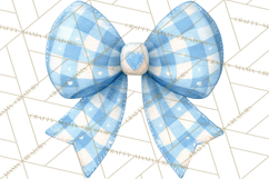 Valentine Bow Clipart PNG, Cute Pastel Bows, Heart Pattern Product Image 5