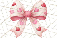 Valentine Bow Clipart PNG, Cute Pastel Bows, Heart Pattern Product Image 3