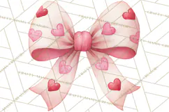Valentine Bow Clipart PNG, Cute Pastel Bows, Heart Pattern Product Image 3