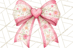 Valentine Bow Clipart PNG, Cute Pastel Bows, Heart Pattern Product Image 5