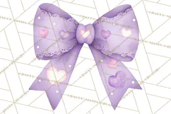 Valentine Bow Clipart PNG, Cute Pastel Bows, Heart Pattern Product Image 5