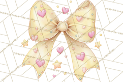 Valentine Bow Clipart PNG, Cute Pastel Bows, Heart Pattern Product Image 3