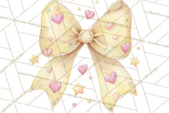Valentine Bow Clipart PNG, Cute Pastel Bows, Heart Pattern Product Image 3