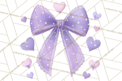 Valentine Bow Clipart PNG, Cute Pastel Bows, Heart Pattern Product Image 2