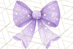 Valentine Bow Clipart PNG, Cute Pastel Bows, Heart Pattern Product Image 3