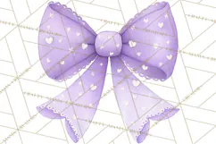 Valentine Bow Clipart PNG, Cute Pastel Bows, Heart Pattern Product Image 3