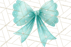 Valentine Bow Clipart PNG, Cute Pastel Bows, Heart Pattern Product Image 4