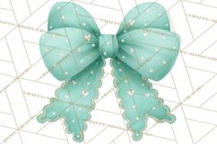 Valentine Bow Clipart PNG, Cute Pastel Bows, Heart Pattern Product Image 5