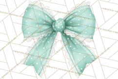 Valentine Bow Clipart PNG, Cute Pastel Bows, Heart Pattern Product Image 3