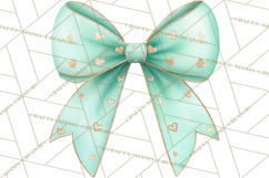 Valentine Bow Clipart PNG, Cute Pastel Bows, Heart Pattern Product Image 4