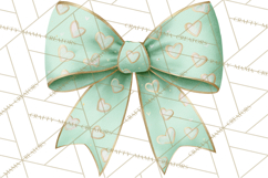 Valentine Bow Clipart PNG, Cute Pastel Bows, Heart Pattern Product Image 5