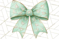 Valentine Bow Clipart PNG, Cute Pastel Bows, Heart Pattern Product Image 5
