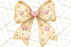 Valentine Bow Clipart PNG, Cute Pastel Bows, Heart Pattern Product Image 4