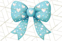 Valentine Bow Clipart PNG, Cute Pastel Bows, Heart Pattern Product Image 4