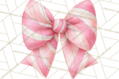 Valentine Bow Clipart PNG, Cute Pastel Bows, Heart Pattern Product Image 3