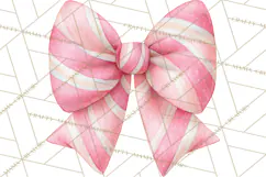 Valentine Bow Clipart PNG, Cute Pastel Bows, Heart Pattern Product Image 3