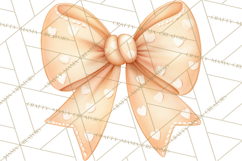 Valentine Bow Clipart PNG, Cute Pastel Bows, Heart Pattern Product Image 4