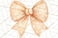 Valentine Bow Clipart PNG, Cute Pastel Bows, Heart Pattern Product Image 4