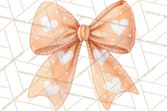 Valentine Bow Clipart PNG, Cute Pastel Bows, Heart Pattern Product Image 5