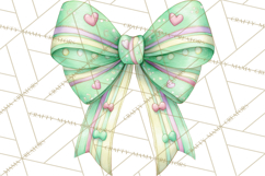 Valentine Bow Clipart PNG, Cute Pastel Bows, Heart Pattern Product Image 2