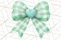 Valentine Bow Clipart PNG, Cute Pastel Bows, Heart Pattern Product Image 4