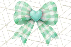 Valentine Bow Clipart PNG, Cute Pastel Bows, Heart Pattern Product Image 4