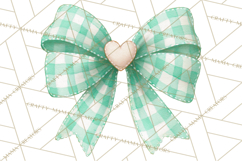 Valentine Bow Clipart PNG, Cute Pastel Bows, Heart Pattern Product Image 5