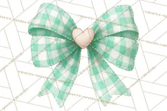 Valentine Bow Clipart PNG, Cute Pastel Bows, Heart Pattern Product Image 5