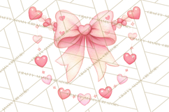 Valentine Bow Clipart PNG, Cute Pastel Bows, Heart Pattern Product Image 5