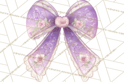 Valentine Bow Clipart PNG, Cute Pastel Bows, Heart Pattern Product Image 2