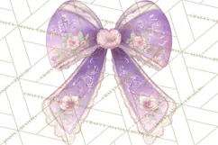 Valentine Bow Clipart PNG, Cute Pastel Bows, Heart Pattern Product Image 2