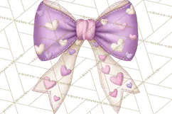 Valentine Bow Clipart PNG, Cute Pastel Bows, Heart Pattern Product Image 4