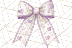 Valentine Bow Clipart PNG, Cute Pastel Bows, Heart Pattern Product Image 5