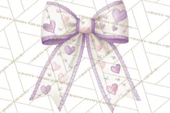 Valentine Bow Clipart PNG, Cute Pastel Bows, Heart Pattern Product Image 5
