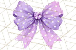 Valentine Bow Clipart PNG, Cute Pastel Bows, Heart Pattern Product Image 2