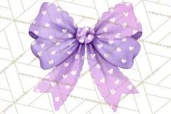 Valentine Bow Clipart PNG, Cute Pastel Bows, Heart Pattern Product Image 2