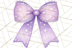 Valentine Bow Clipart PNG, Cute Pastel Bows, Heart Pattern Product Image 3