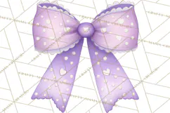 Valentine Bow Clipart PNG, Cute Pastel Bows, Heart Pattern Product Image 3