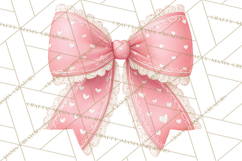 Valentine Bow Clipart PNG, Cute Pastel Bows, Heart Pattern Product Image 5