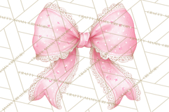 Valentine Bow Clipart PNG, Cute Pastel Bows, Heart Pattern Product Image 2